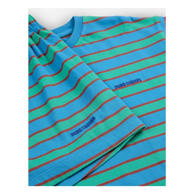 Set di T-shirt e pantaloncini a righe in cotone biologico | Blu