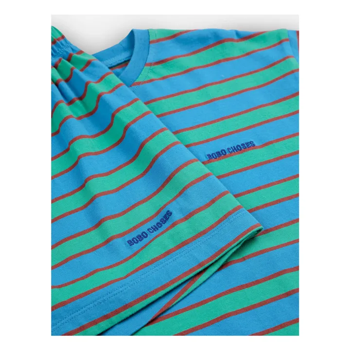 Ensemble T-shirt et Short Rayé Coton Bio | Bleu- Image produit n°4