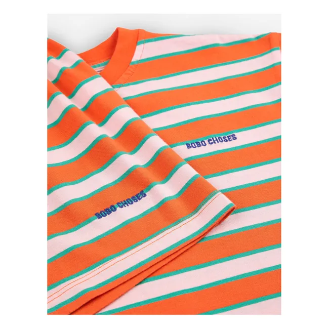 Set di T-shirt e pantaloncini a righe in cotone biologico | Rosso
