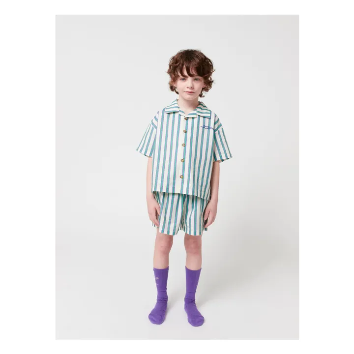 Ensemble Chemise et Short Rayé Coton Bio | Vert- Image produit n°10