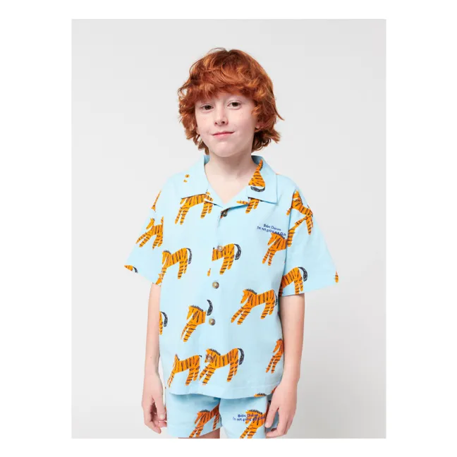 Organic Cotton Zebra Shirt and Short Set | Light blue