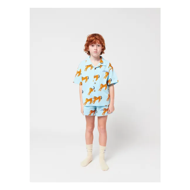 Organic Cotton Zebra Shirt and Short Set | Light blue