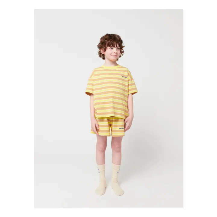 Ensemble T-shirt et Short Rayé Coton Bio | Jaune- Image produit n°2