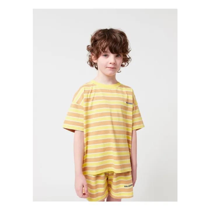 Ensemble T-shirt et Short Rayé Coton Bio | Jaune- Image produit n°1