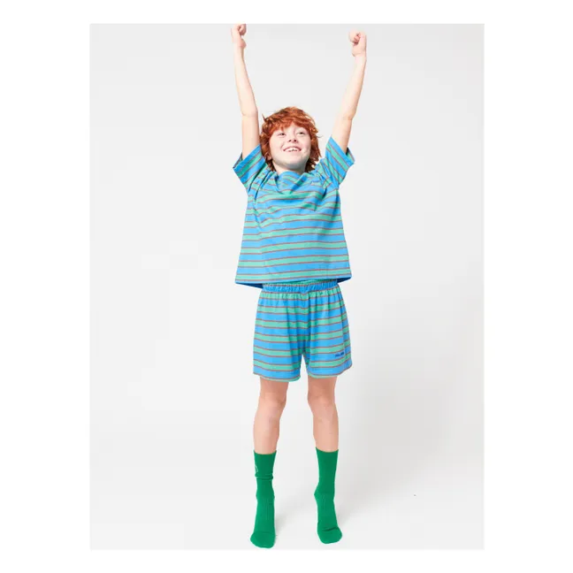 Set di T-shirt e pantaloncini a righe in cotone biologico | Blu