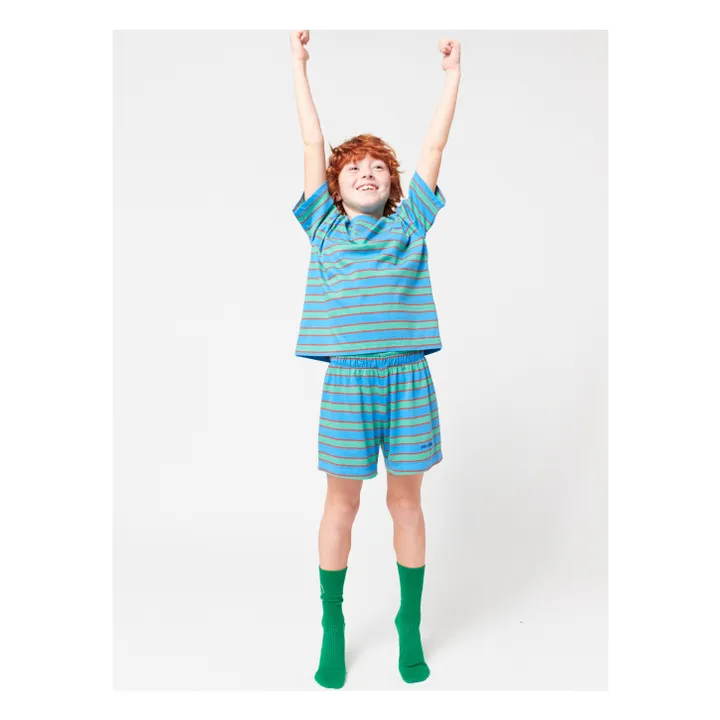 Ensemble T-shirt et Short Rayé Coton Bio | Bleu- Image produit n°7