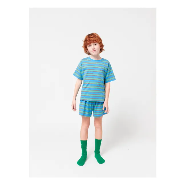 Set di T-shirt e pantaloncini a righe in cotone biologico | Blu