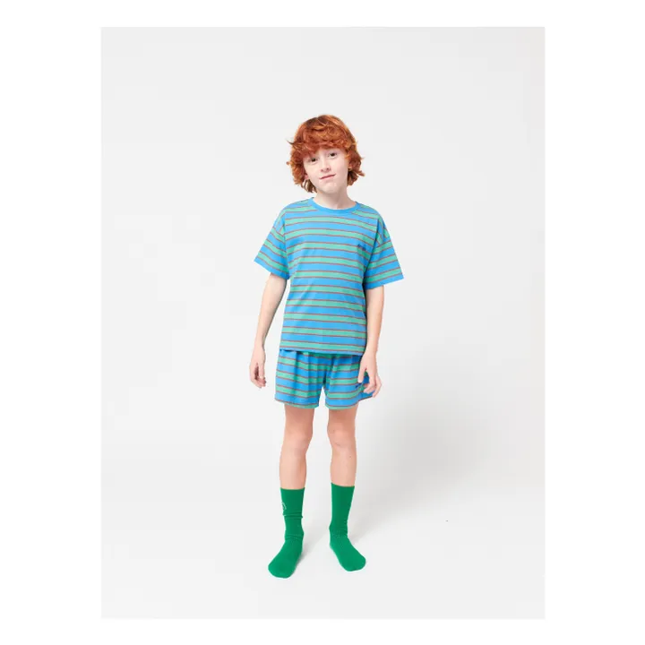 Ensemble T-shirt et Short Rayé Coton Bio | Bleu- Image produit n°6