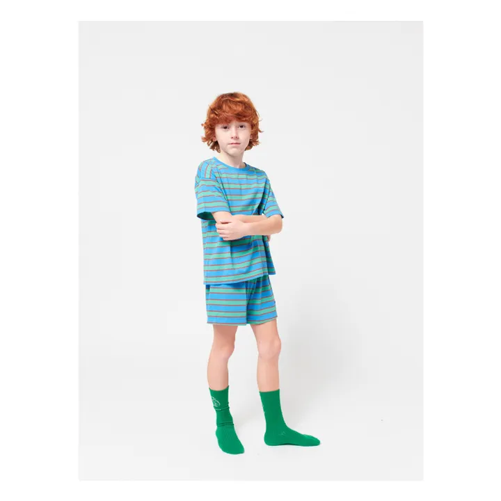 Ensemble T-shirt et Short Rayé Coton Bio | Bleu- Image produit n°5