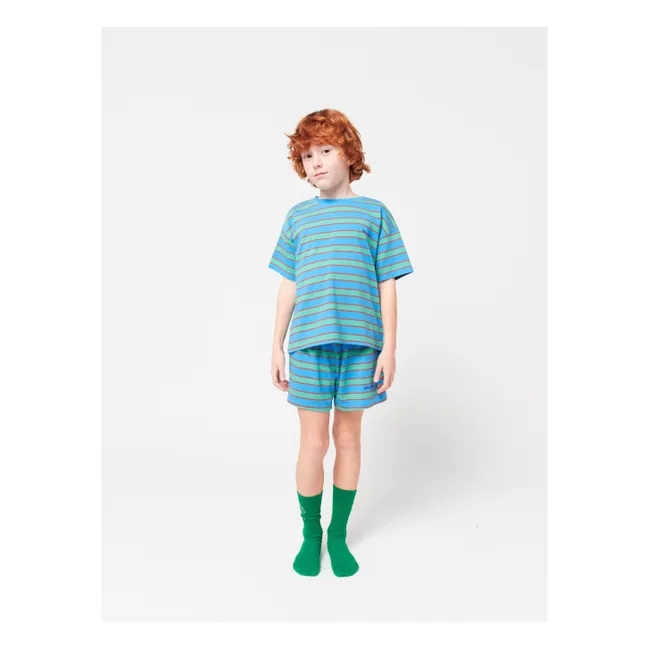 Set di T-shirt e pantaloncini a righe in cotone biologico | Blu