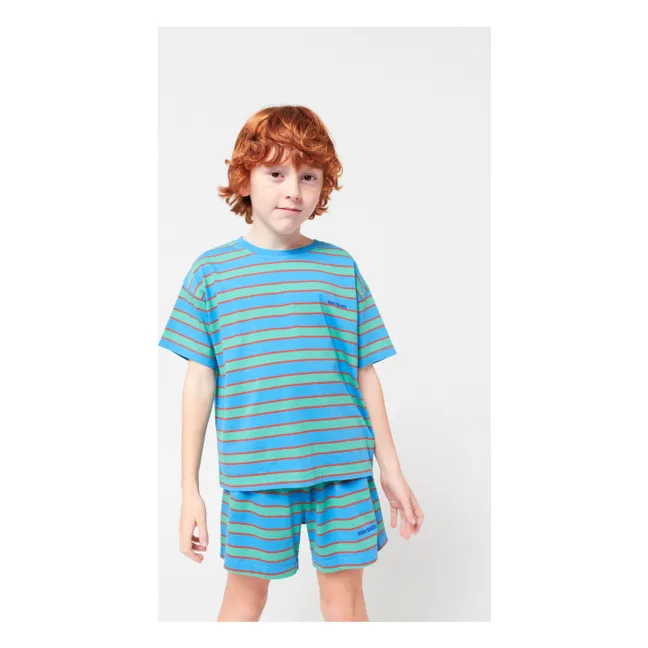 Set di T-shirt e pantaloncini a righe in cotone biologico | Blu