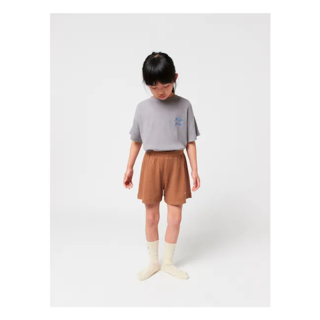 Set di maglietta e pantaloncini in cotone organico Reading Crocodile | Marrone