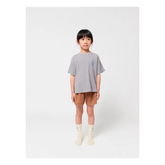 Set di maglietta e pantaloncini in cotone organico Reading Crocodile | Marrone