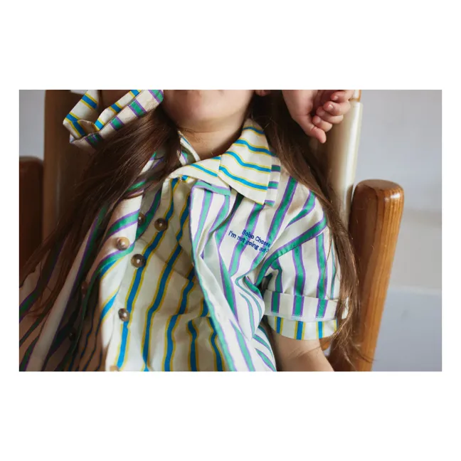 Set di camicia e pantaloncini in cotone biologico a righe | Verde