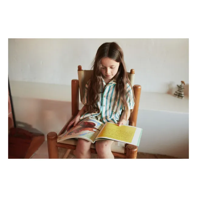 Striped Organic Cotton Shirt and Short Set | Green