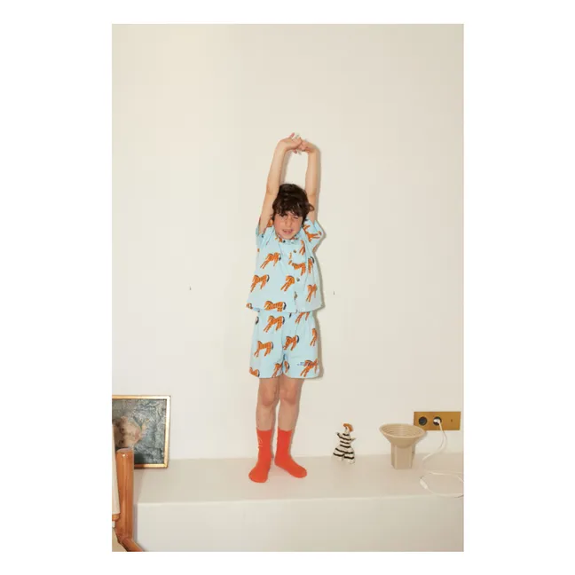 Conjunto de camisa y pantalón corto Zebra de algodón ecológico | Azul Cielo
