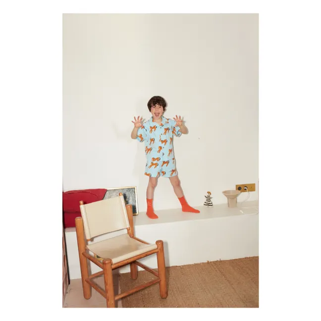 Organic Cotton Zebra Shirt and Short Set | Light blue