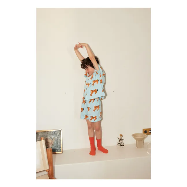 Organic Cotton Zebra Shirt and Short Set | Light blue