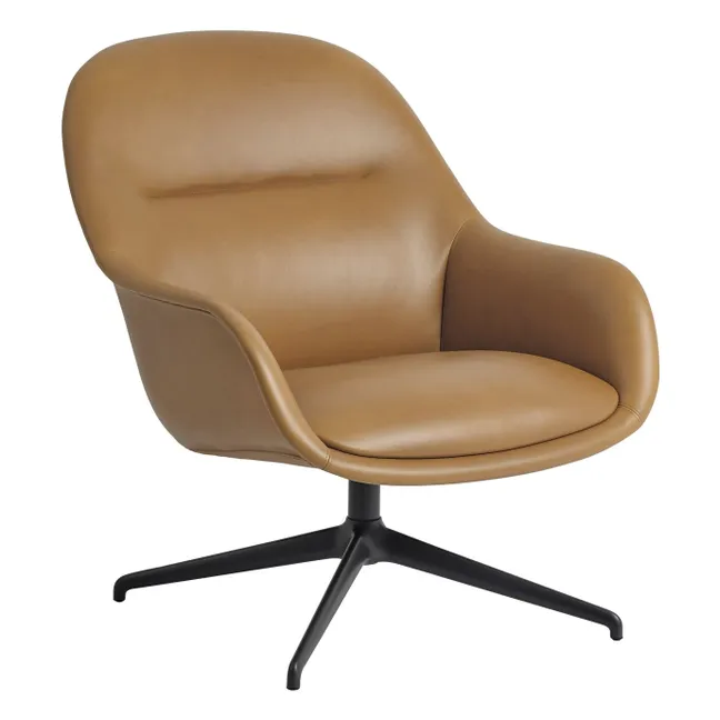 Fiber leather lounge chair, Iskos-Berlin | Cognac