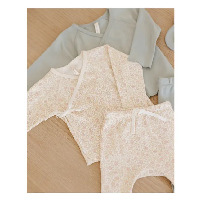 Set aus gekreuztem T-Shirt und Fußhose | Elfenbeinfarben