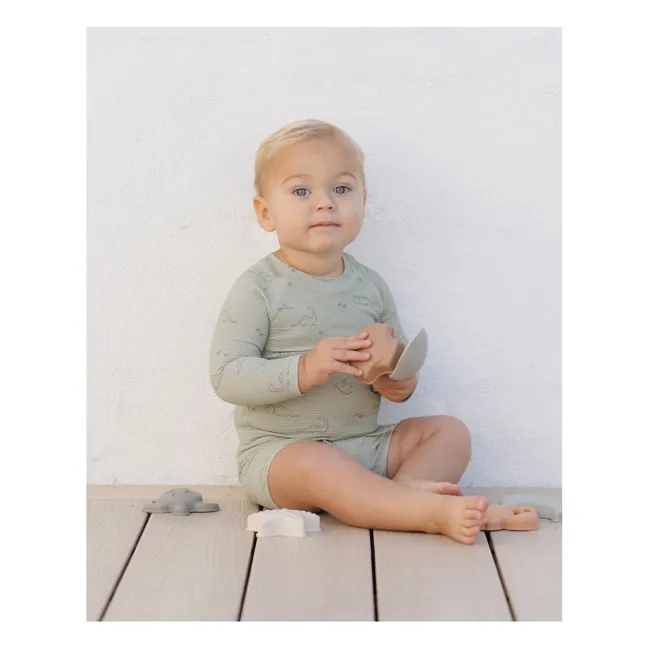 Finn T-Shirt und Rashguard Shorts Set | Seladon