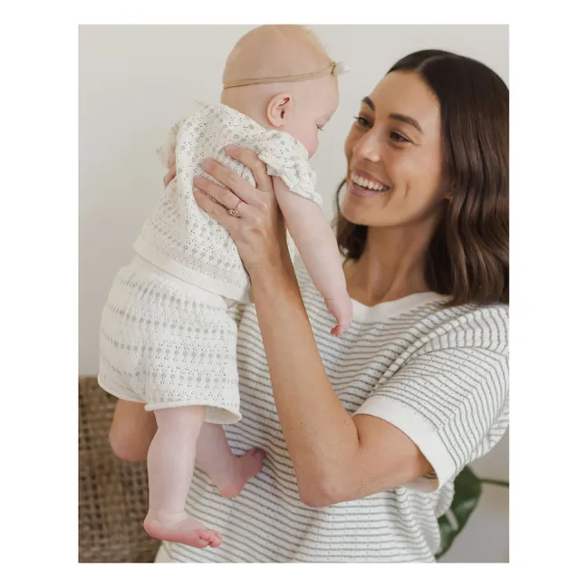 Set di maglietta e pantaloncini in maglia | Avorio