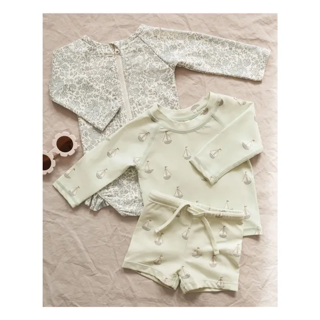 Finn T-Shirt und Rashguard Shorts Set | Blasses Grün