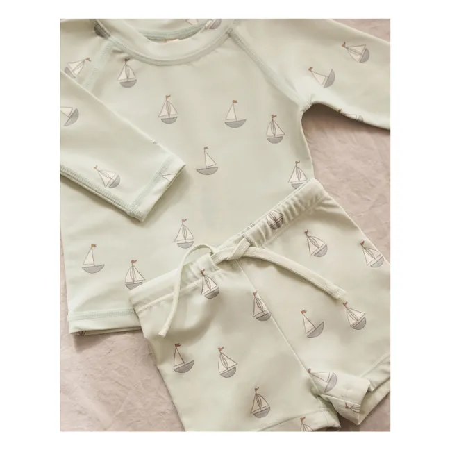 Finn T-Shirt und Rashguard Shorts Set | Blasses Grün