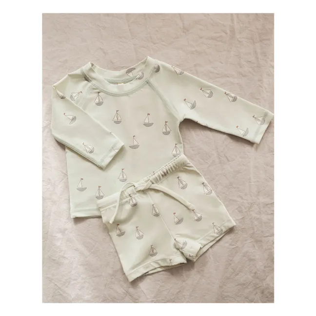 Finn T-Shirt und Rashguard Shorts Set | Blasses Grün