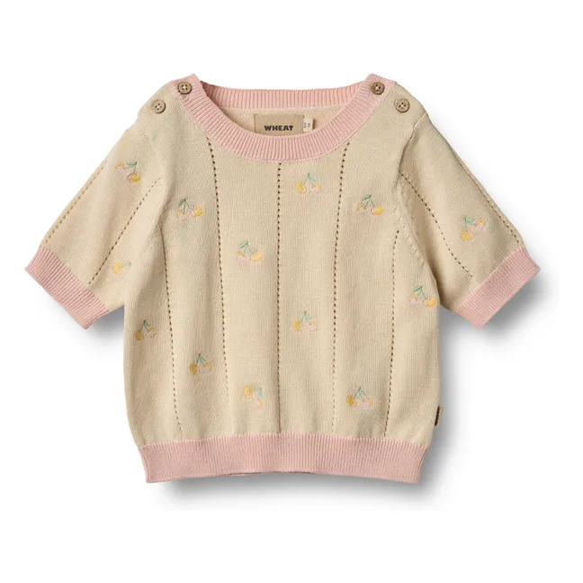 Melvina Jersey de punto de algodón orgánico de manga corta | Beige