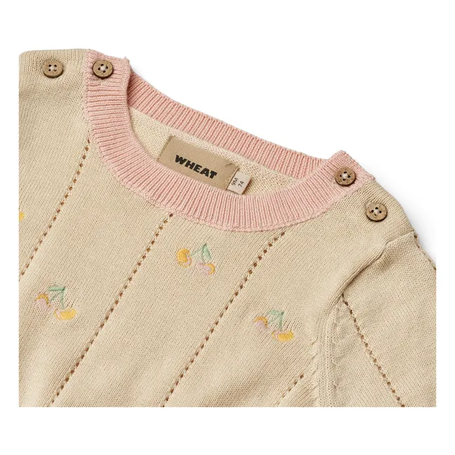 Melvina Jersey de punto de algodón orgánico de manga corta | Beige
