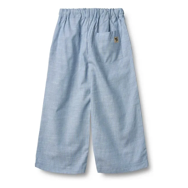 Pantalon Sasha Rayé Coton Bio | Bleu