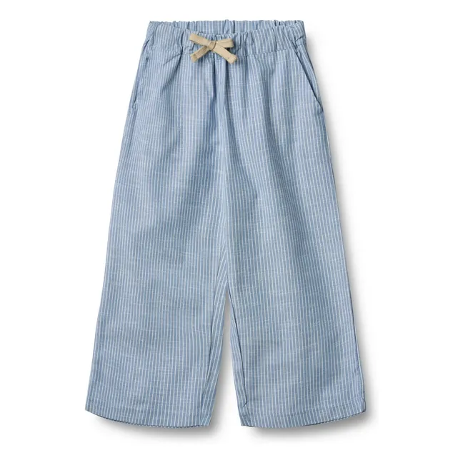 Pantalon Sasha Rayé Coton Bio | Bleu