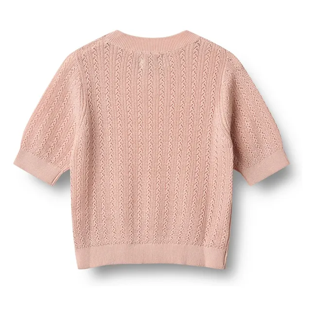 Jersey de manga corta de punto de algodón ecológico Alva | Rosa empolvado