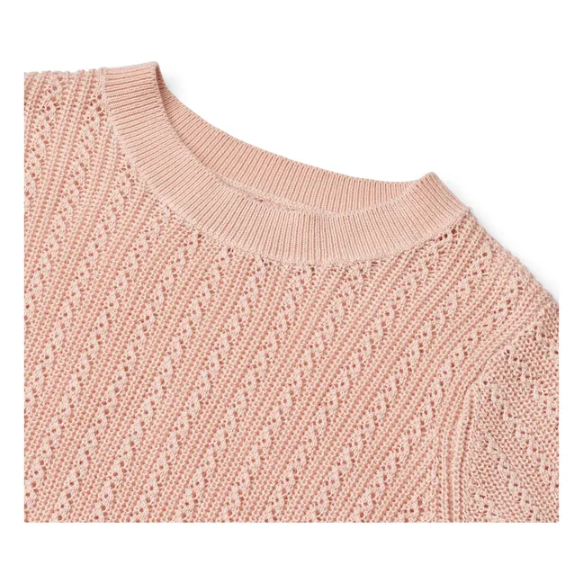 Maglione a maniche corte in maglia di cotone biologico Alva | Rose poudré
