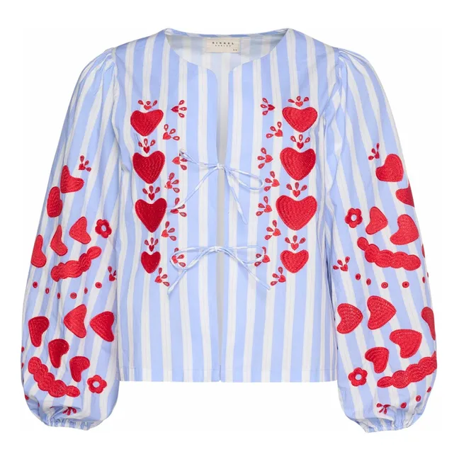 Blouse Elisabeth Rayée Coton Bio | Bleu