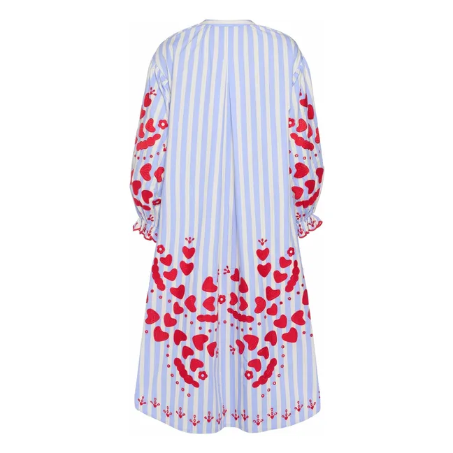 Robe Elisabeth Rayée Coton Bio | Bleu