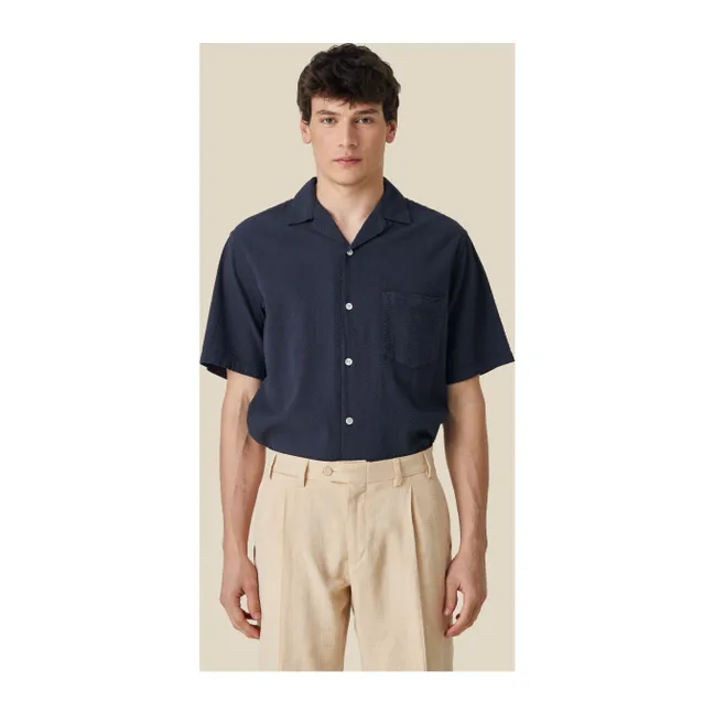Atlantico Camp Textured Shirt | Navy blue