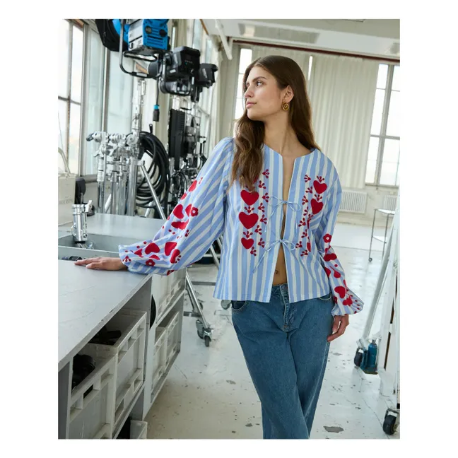 Blouse Elisabeth Rayée Coton Bio | Bleu