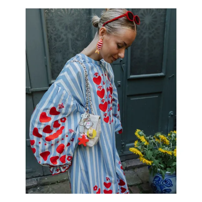 Robe Elisabeth Rayée Coton Bio | Bleu
