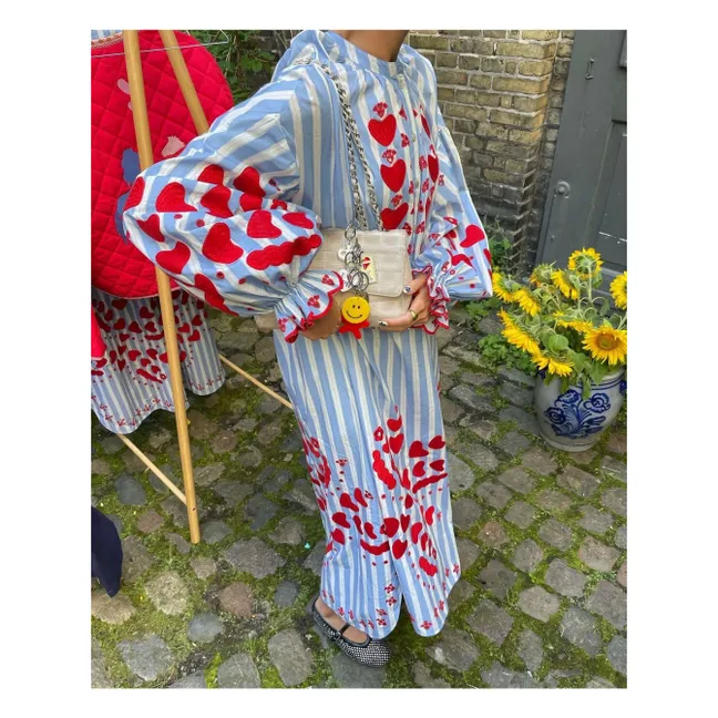Robe Elisabeth Rayée Coton Bio | Bleu