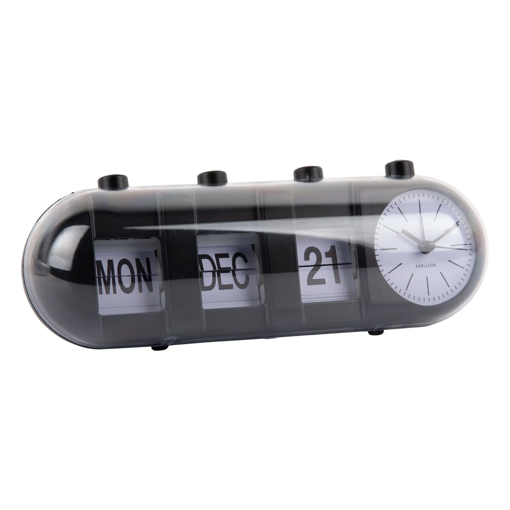 Present Time Black Retro Tube Alarm Clock