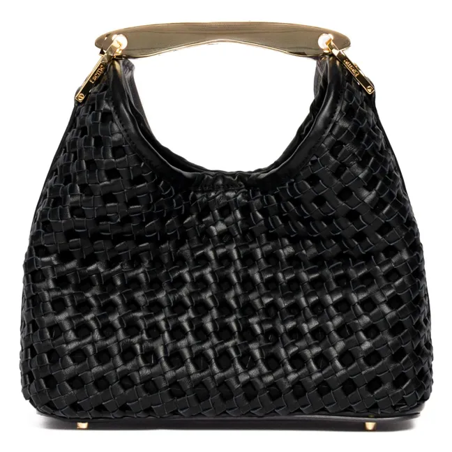 Borsa Boomerang piccola in pelle intrecciata | Nero