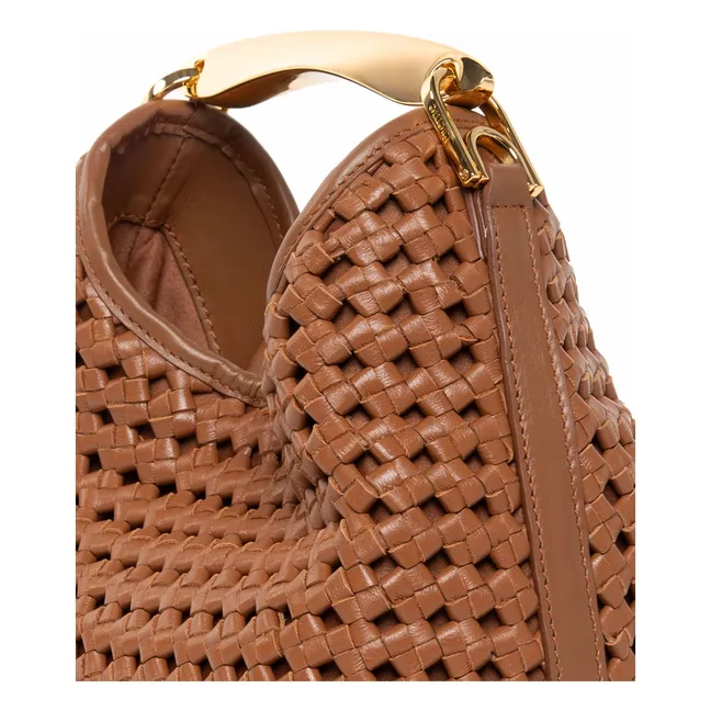 Borsa Boomerang piccola in pelle intrecciata | Cognac