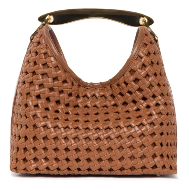 Borsa Boomerang piccola in pelle intrecciata | Cognac