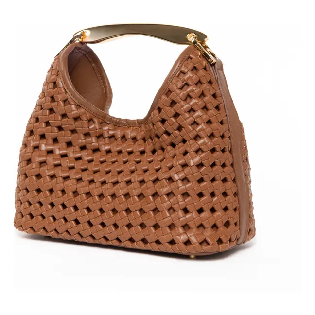 Borsa Boomerang piccola in pelle intrecciata | Cognac