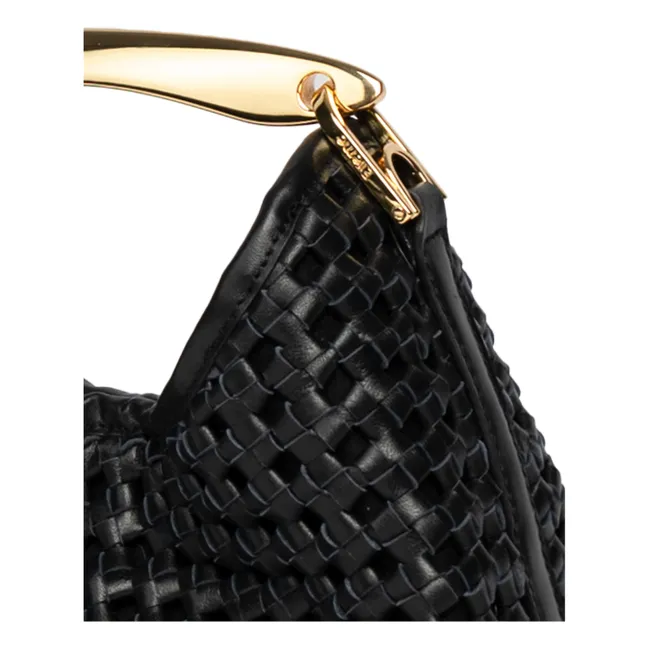 Borsa Boomerang piccola in pelle intrecciata | Nero
