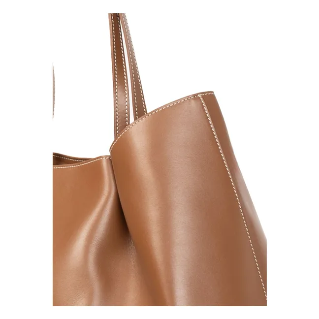 Einkaufstasche Dimple Leder | Cognac-Farbe