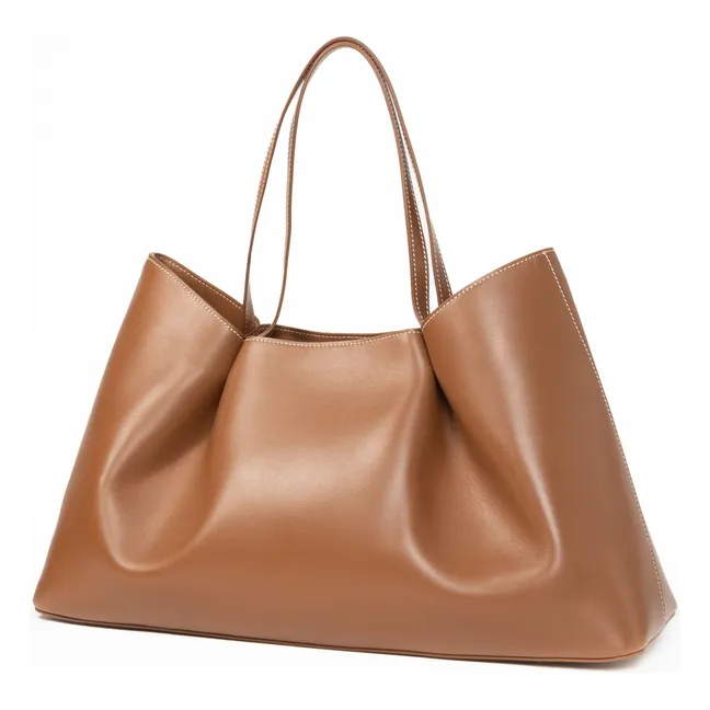 Einkaufstasche Dimple Leder | Cognac-Farbe