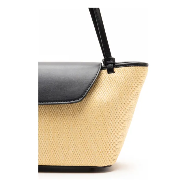 Kuriertasche aus Raphia und Leder | Natur